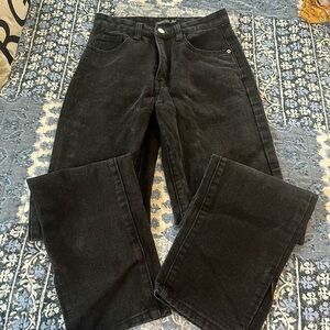 Nasty Gal high waisted split hem black straight leg jeans